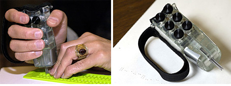 Hand-Held Braille Writer (Images courtesy Johns Hopkins University)