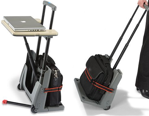 Rolling Luggage Cart And Desk (Image courtesy Hammacher Schlemmer)