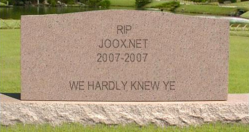 RIP Joox.net (Image courtesy Tombstone Generator)