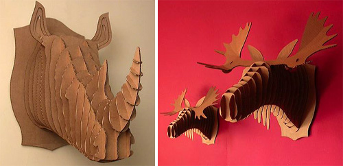 Cardboard Rhino & Moose Busts (Images courtesy Perpetual Kid)