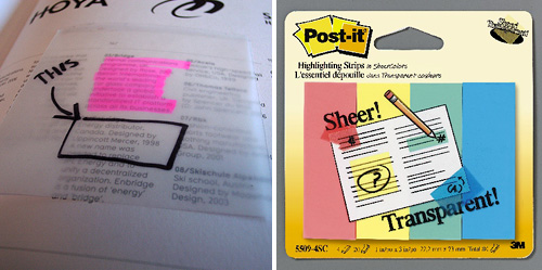 Sheer Post-It Notes (Images courtesy 3M & bookofjoe)