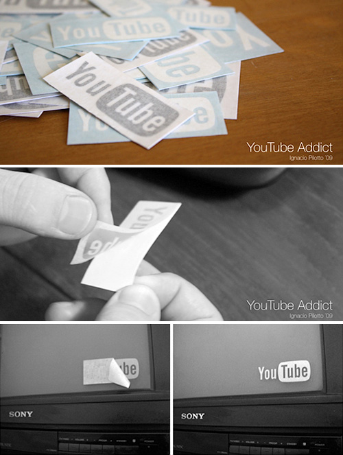 YouTube ADDICT Stickers (Images courtesy Ignacio Pilotto)