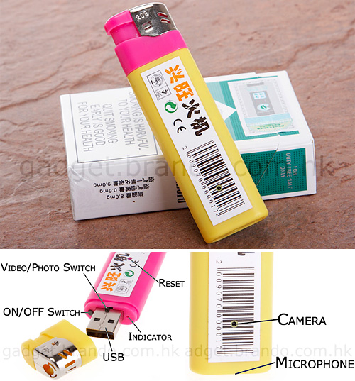 Fake Generic Lighter Spy Camera Camcorder (Images courtesy gadget.Brando.com.hk)