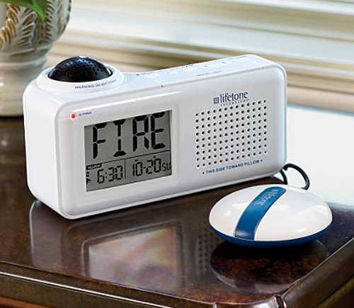 fire_alarrmclock Bedside Fire Alarm And Clock (Image courtesy Frontgate)