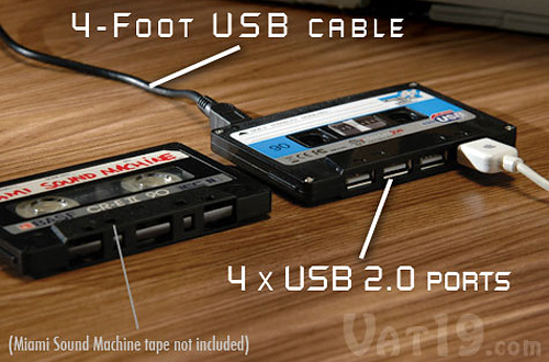 Cassette Tape 4-port USB 2.0 Hub (Image courtesy Vat19)