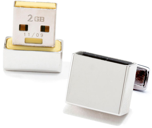 2GB Ravi Ratan Flash Drive Cufflinks (Image courtesy CuffLinks.com)