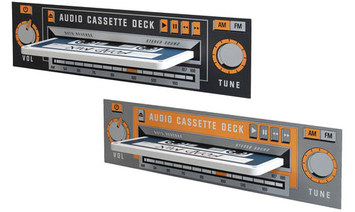 Cassette Deck Wall Graphic With Ejected Tape Shelf (Images courtesy Yoox)