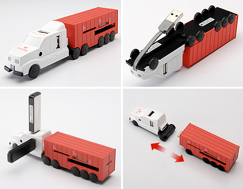 usb_truck USB Hub/Flash Card Readin' Tractor Trailer (Images courtesy Sanwa Direct)