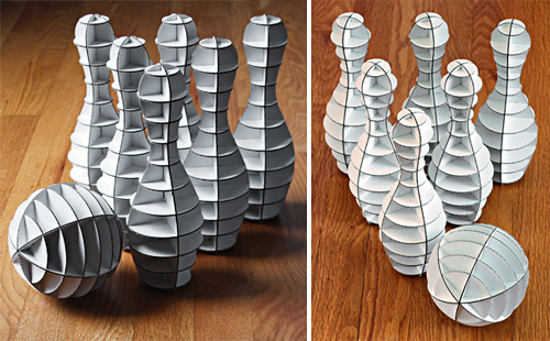 Laser Cut Cardboard Office Bowling Ohgizmo Office Bowl Bowling Images Courtesy Cardboard Safari