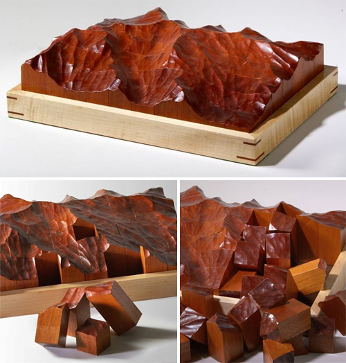 Hand Carved Mahogany Topographic Puzzle (Images courtesy Etsy)