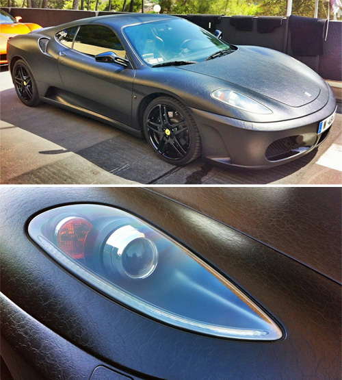 Leather Vinyl Wrapped Ferrari F430 (Images courtesy GTspirit.com)