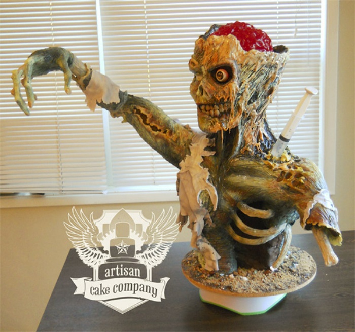 Zombie Rice Krispies Cake