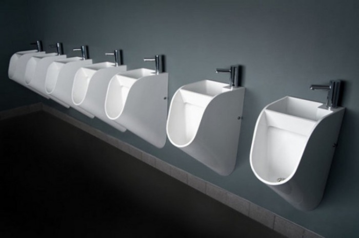 Stand Urinal with Built In Sinks